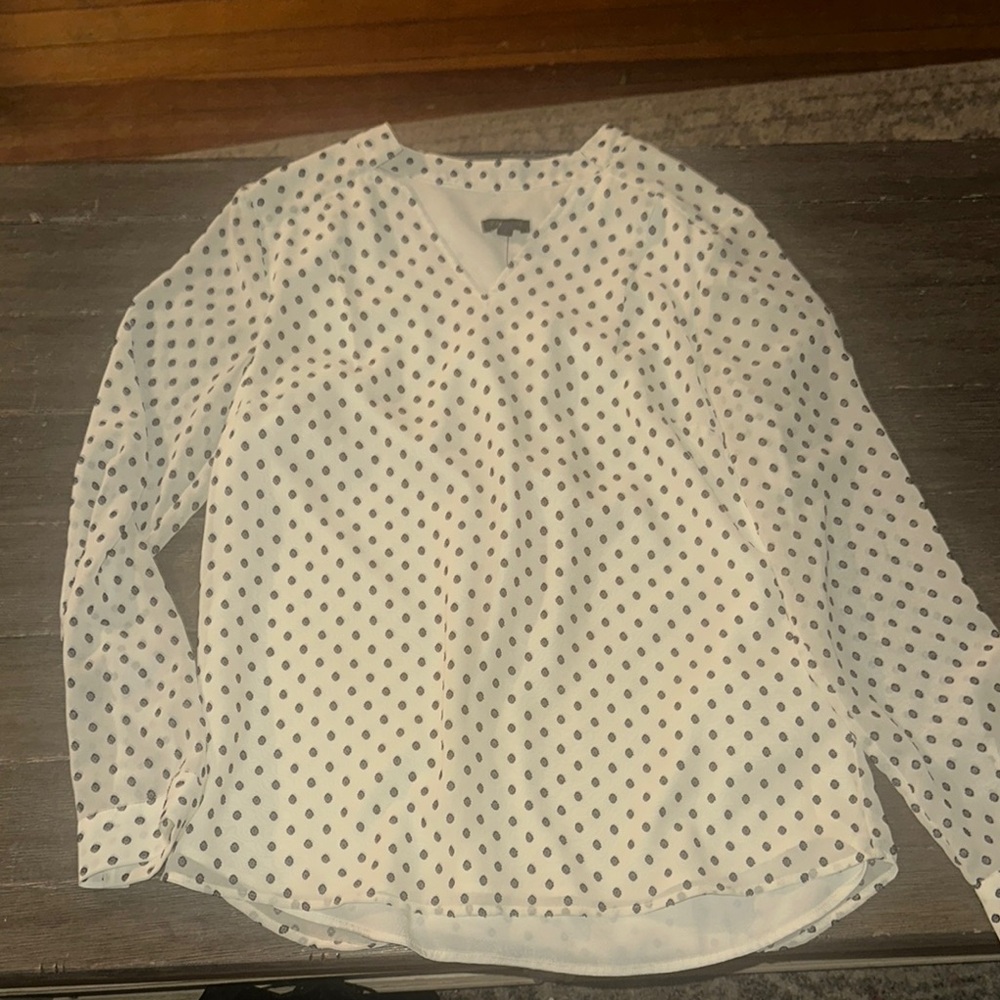 New Talbots spring blouse s nwt ivory $90 y2k v-neck shirt top